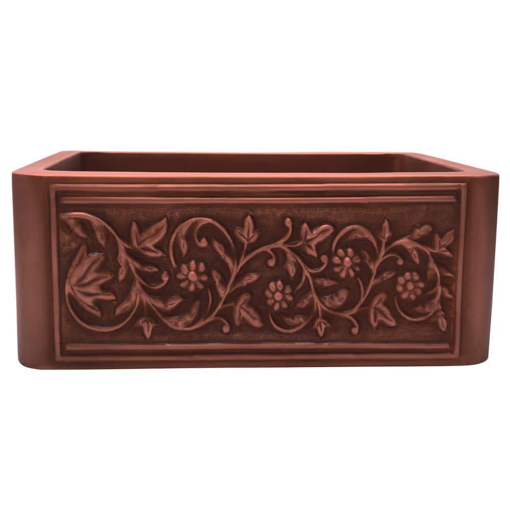Cilantro 30'' Copper Farmhouse Apron Single Bowl Sink