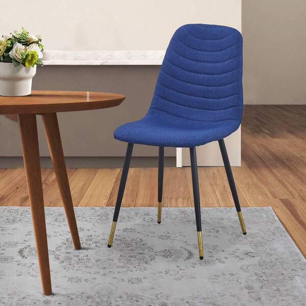 Benjara Blue, Black and Gold Velvet Tufted Dining Chairs (Set of 4 ...