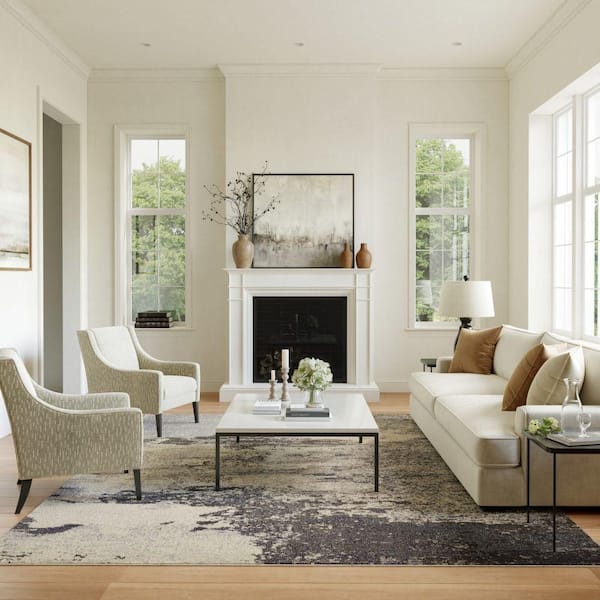 Celestial Ivory/Gray 8 ft. x 11 ft. Abstract Modern Area Rug
