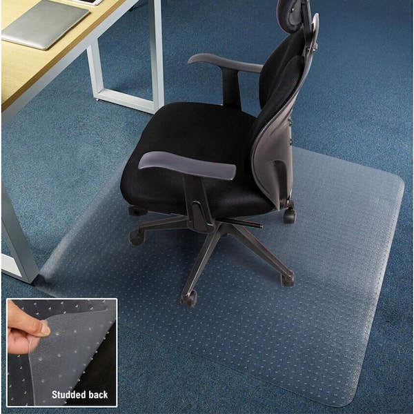 48 x 36 Reliable & Durable Rectangle PVC Home Office Chair Floor Mat Studded Back for Pile Carpet Perfect for Decor Your Home Or Office Clear 