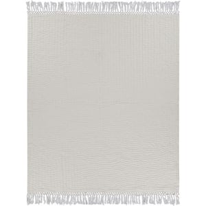 Charlie Cream Solid Color Cotton Throw Blanket