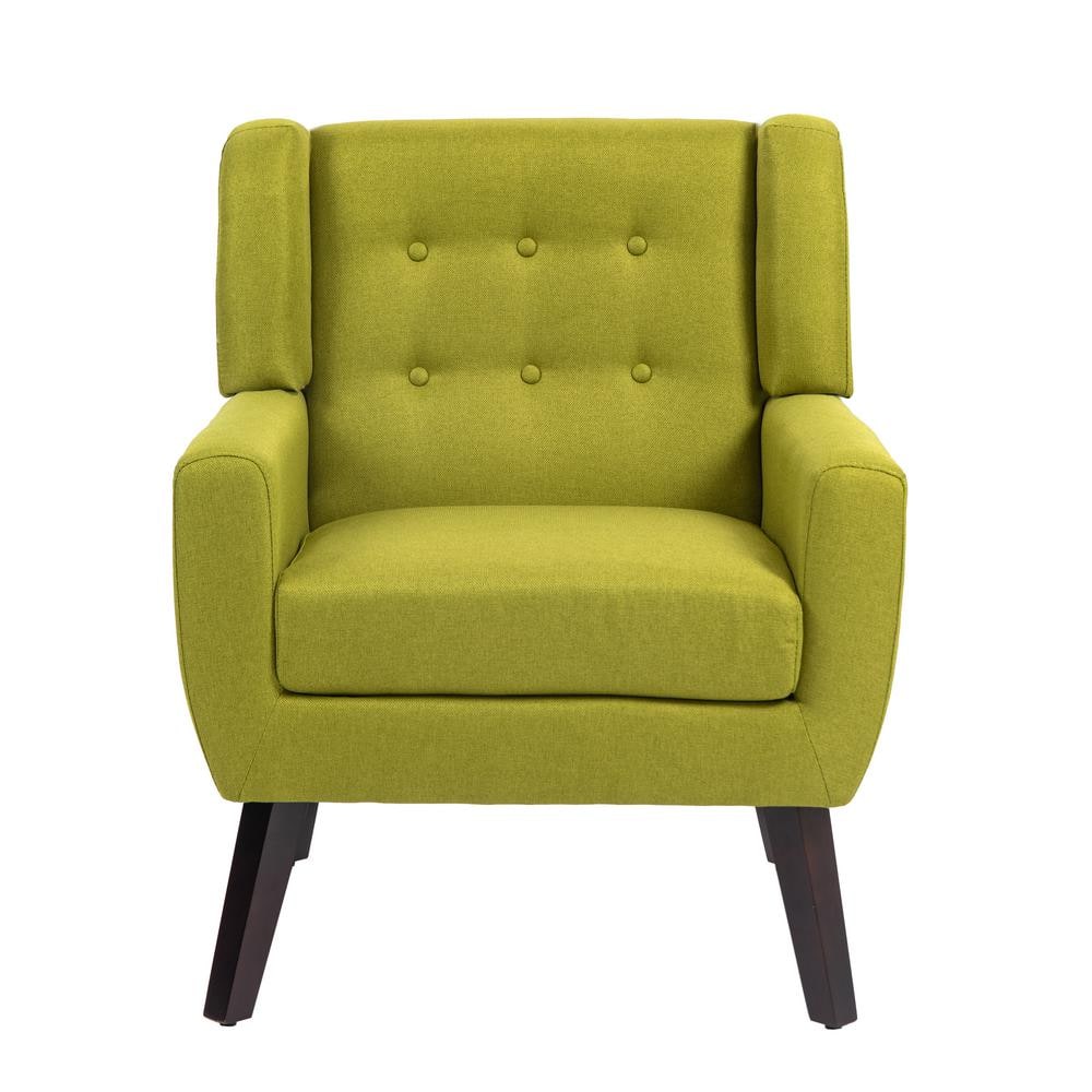 Uixe Green Linen Upholstery Arm Chair (Set of 1) IDF-SF0003-GN