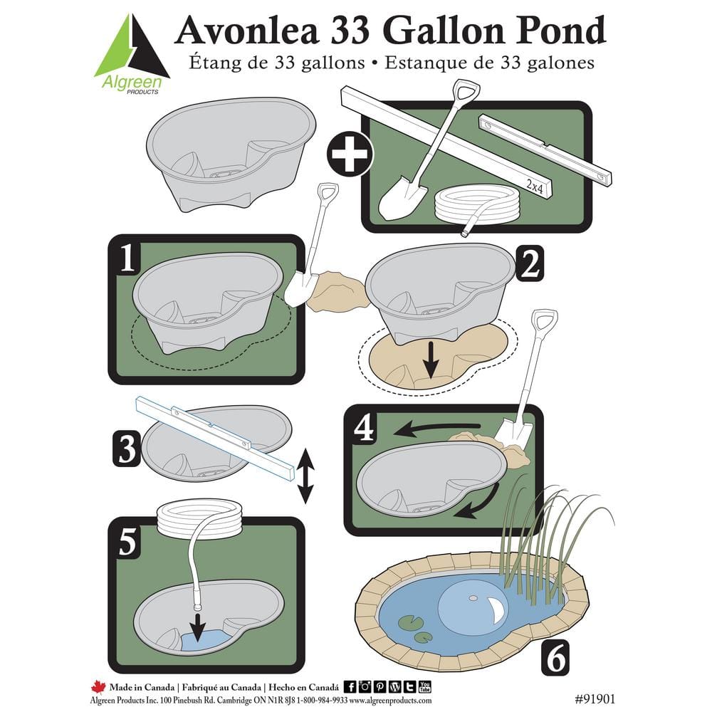 Avonlea Black 33 Gallon Recycled Plastic Pond Liner