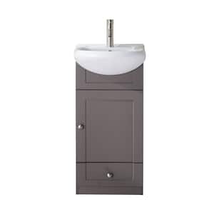 18 in. W x15 in. D x 34 in. H Morden Single Bathroom Vanity in Grey Khaki with White Ceramic Sink