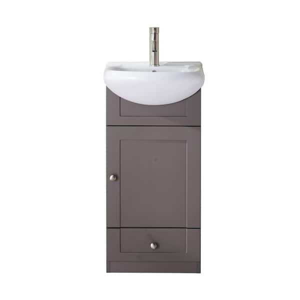 VAPSINT 18 in. W x15 in. D x 34 in. H Morden Single Bathroom Vanity in Grey Khaki with White Ceramic Sink