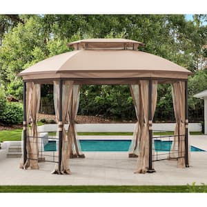 Seagrove 12 ft. x 10 ft. Octagonal Steel Frame Gazebo with Tan Canopy