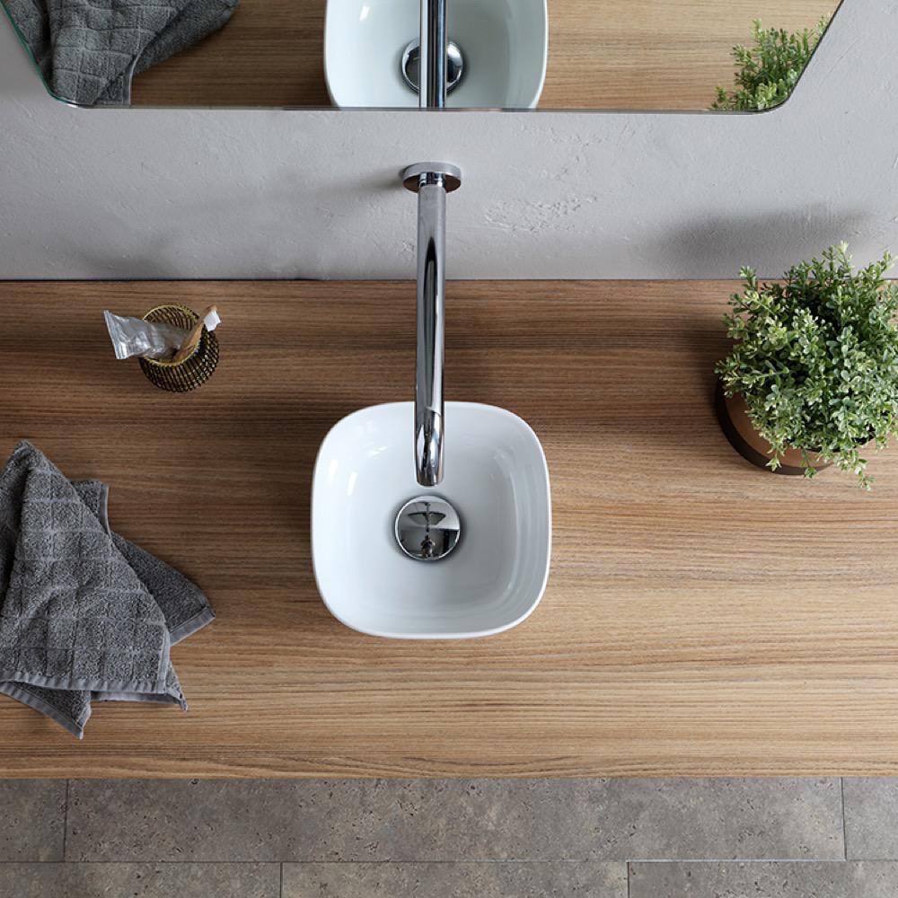 8.9'' White Ceramic Round Vessel Bathroom Sink