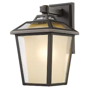 Memphis 20 in. Lantern Rubbed Bronze Aluminum Hardwired Outdoor Weather Resistant Wall Sconce Light w/No Bulbs Included