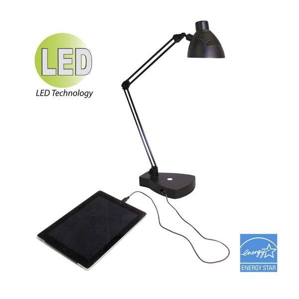 HomeSelects 22 in. Graphite LED Swing Arm Task Lamp