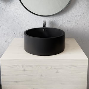 Monaco Round Ceramic Round Vessel Sink in Matte Black