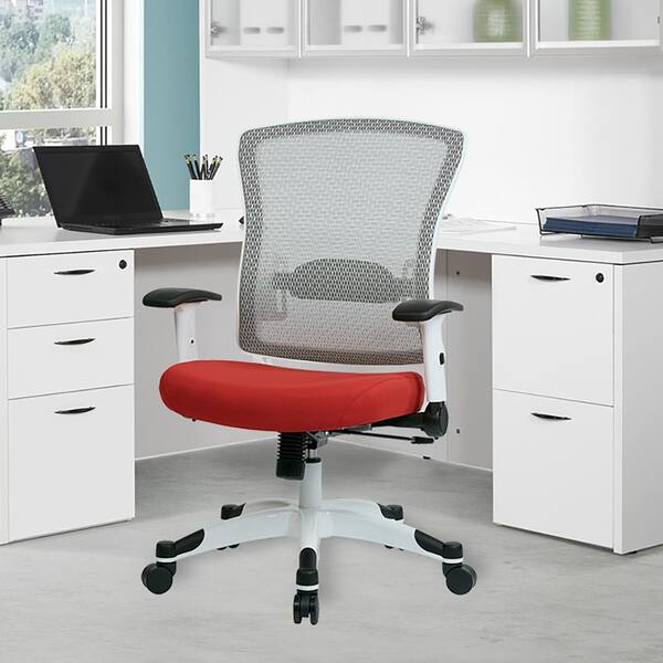 Office Star Products SPACE Seating Mesh Adjustable Height Cushioned Swivel  Tilt Ergonomic Managers Chair in Rouge with Adjustable Arms