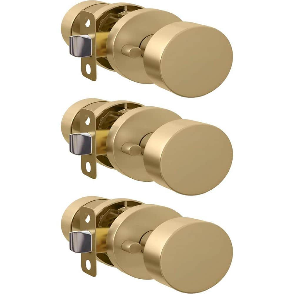 Buena Metal Privacy Satin Brass-Hall/Closet Bed/Bath and Door Knob with Reversible Heavy Duty Features, 3Pack price history on PriceWatchPro
