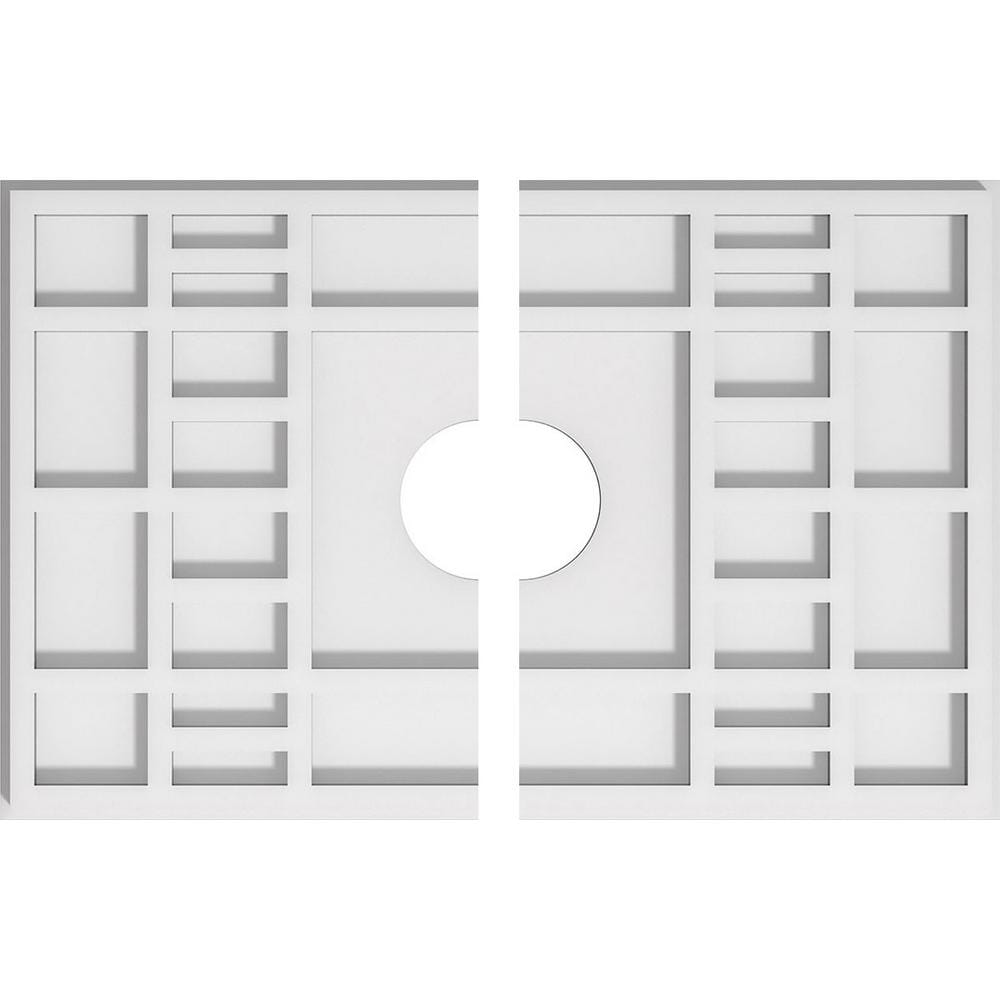 Beaux White PVC Contemporary Ceiling Medallion, Two Piece