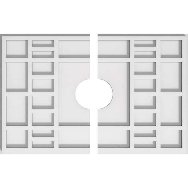 Ekena Millwork 18 in. W x 12 in. H x 3 in. ID x 1 in. P Beaux Architectural Grade PVC Contemporary Ceiling Medallion (2-Piece)