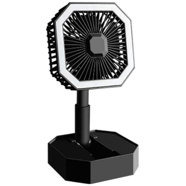 Adrinfly 4.13 in. 3-Fan Speeds Personal Fan Mini Portable Hand Foldable USB Rechargeable Desktop Telescopic Fan Light, Black