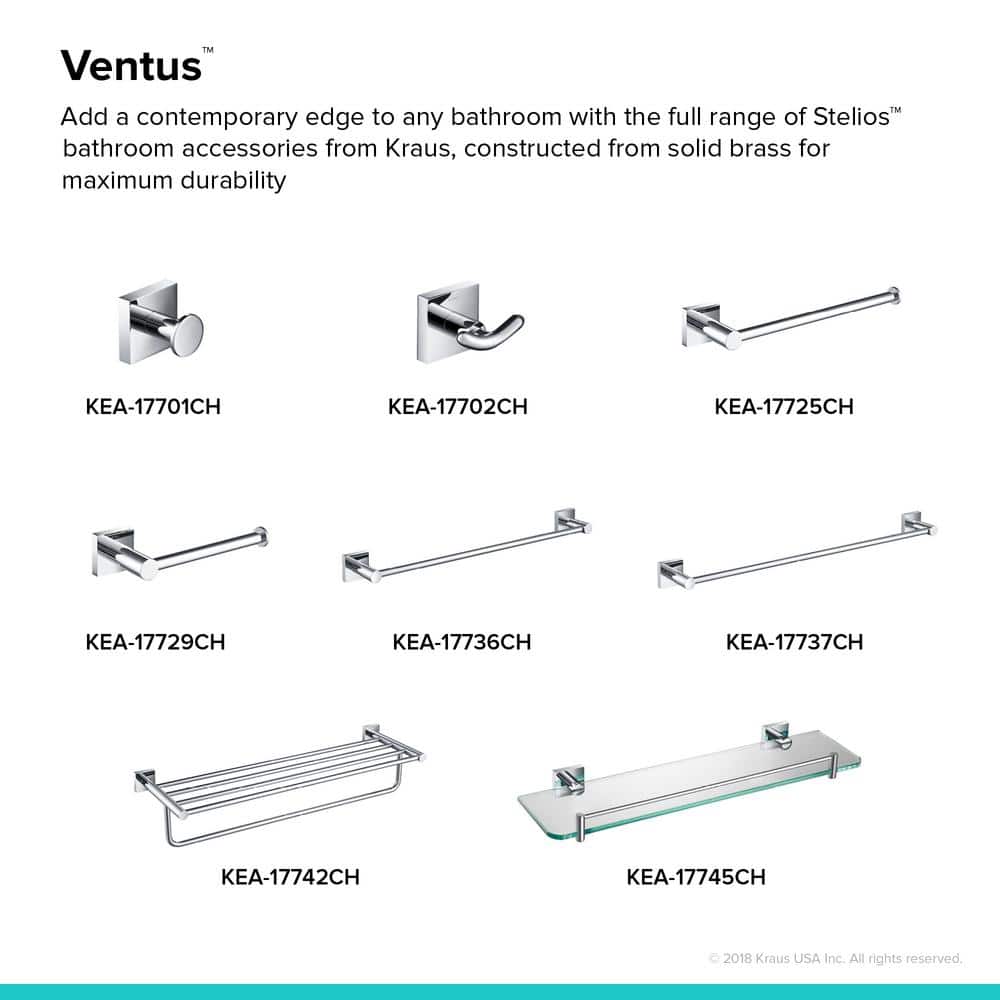 Ventus Chrome Finish Modern Wall Mount Toilet Paper Holder