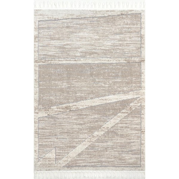 nuLOOM Shauna Modern Tasseled Beige 7 ft. 10 in. x 10 ft. 10 in. Area Rug