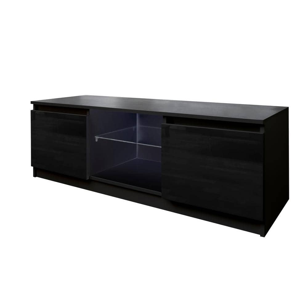 70 in. TV Rack, Media Console Entertainment Center TV Table with 2-Lockers 