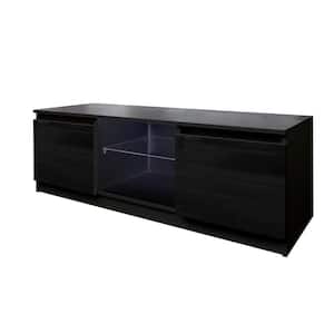 70 in. TV Rack, Media Console Entertainment Center TV Table with 2-Lockers and Open Shelving for Living Room and Bedroom