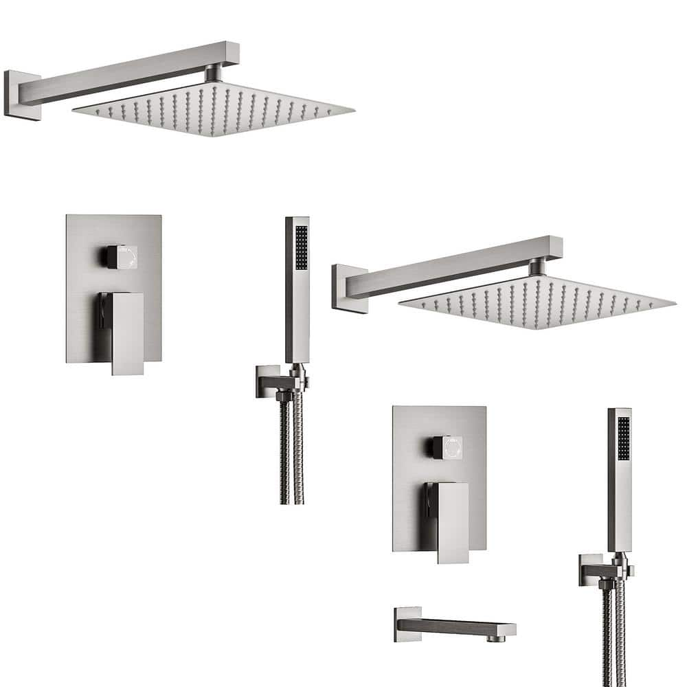 CRANACH 10 in. Wall Mount Single Handle 2-Spray Tub and Shower Faucet ...