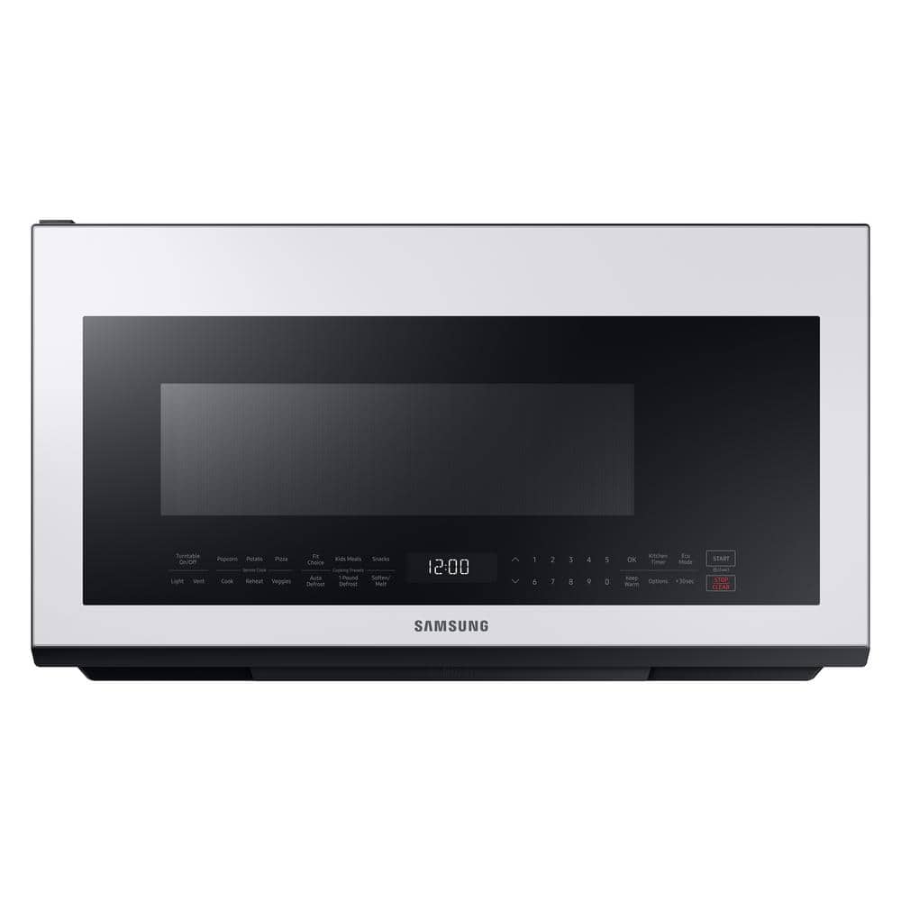 Samsung Bespoke 30 in. 2.1 cu. ft. Over the Range Microwave in White Glass with Sensor Cooking