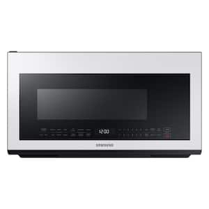 Bespoke 30 in. 2.1 cu. ft. Over the Range Microwave in White Glass with Sensor Cooking