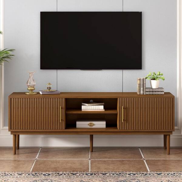 Nestfair 74.9 in. Brown TV Stand Fits TVs Up to 79 in. with