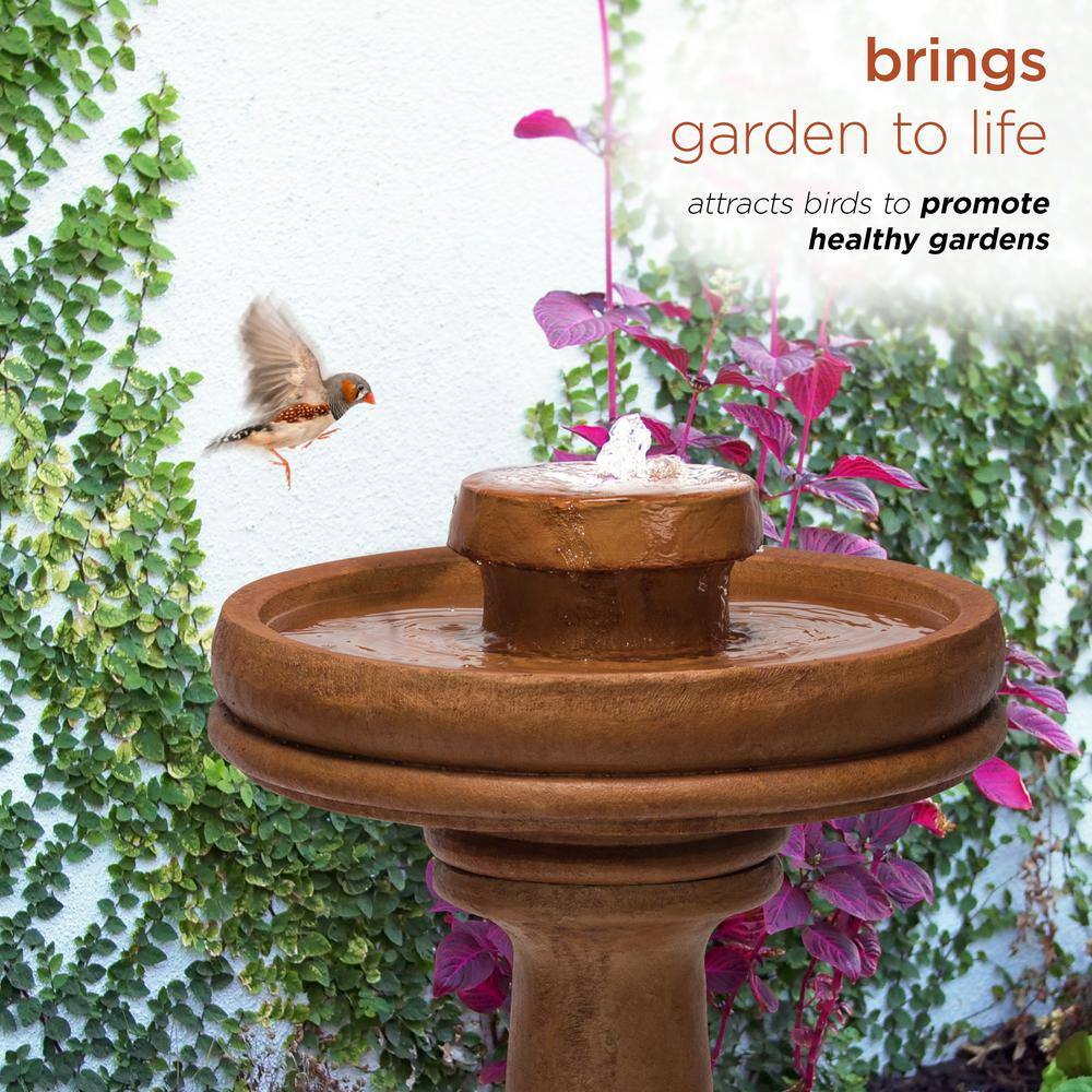 Classic Brown 20" Bird Bath Fountain with LED Light