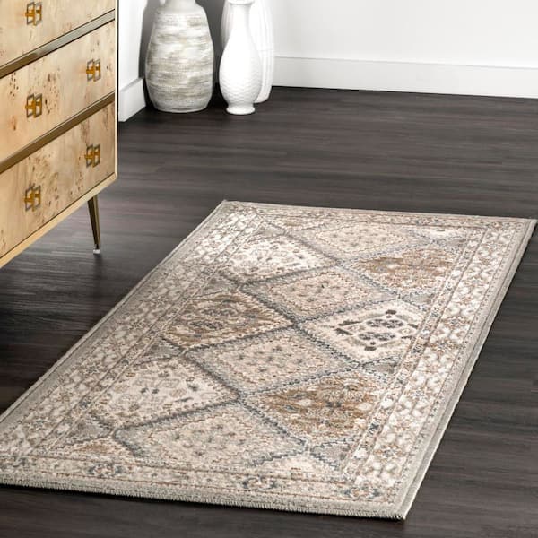 Melange Tiles Taupe 2.6 ft. x 12 ft. Indoor Area Rug