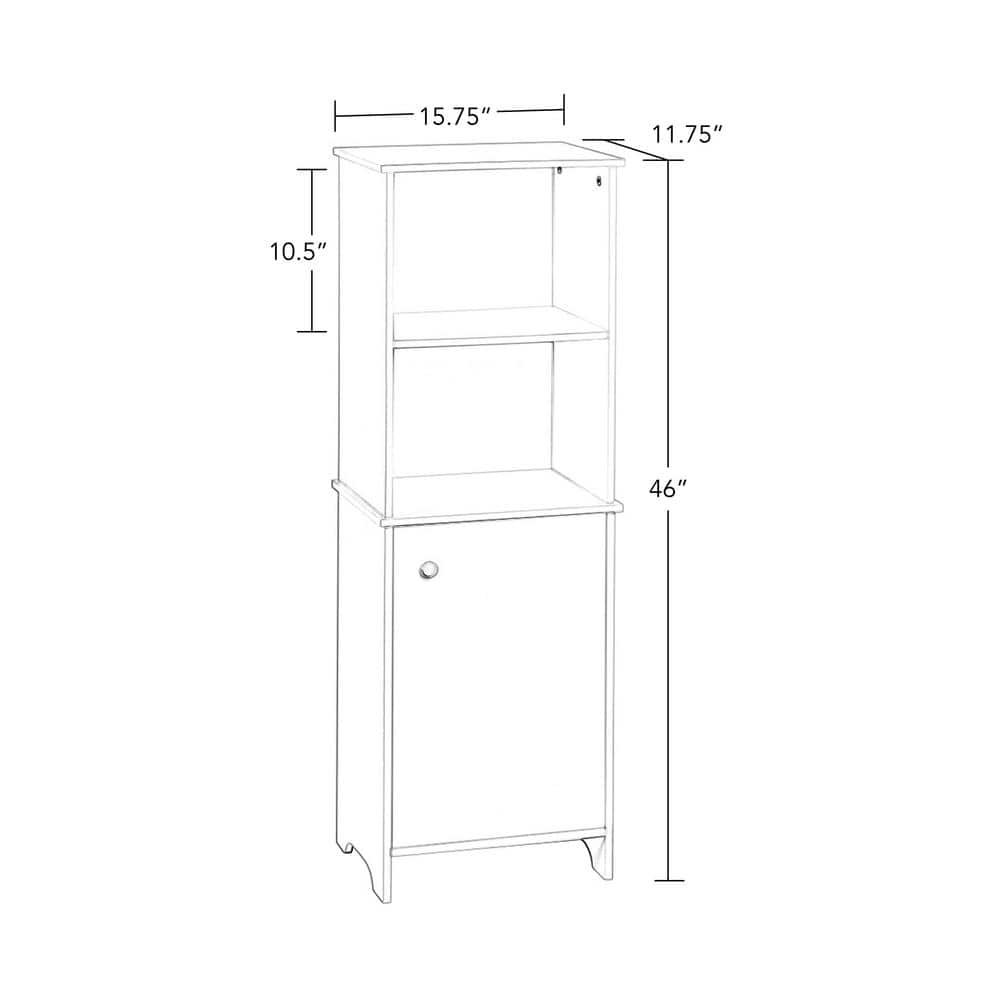 Medford Traditional Tall White Floor Cabinet with Adjustable Shelving
