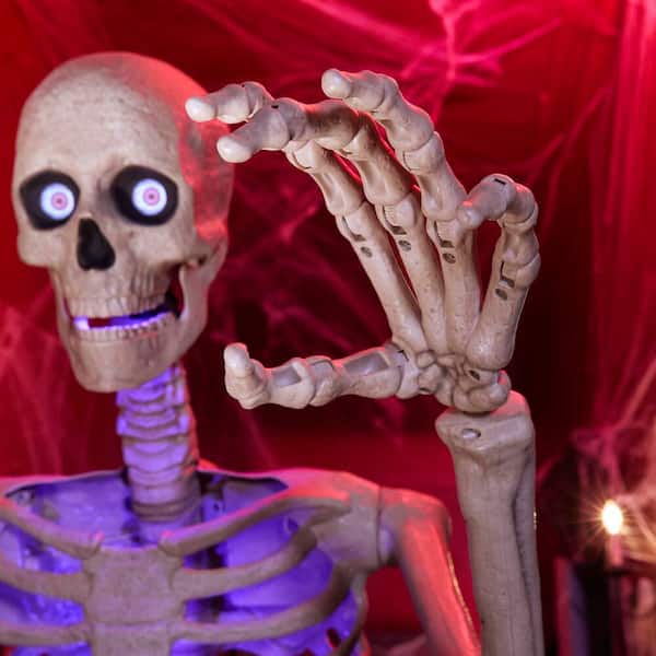 Home Accents Holiday - 6.5 FT Grave & Bones Animated LED App Controlled Ultra Skelly with LCD LifeEyes
