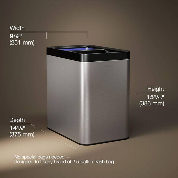 KOHLER 22-Liter Dual-Compartment Open-Top Trash Can in Stainless