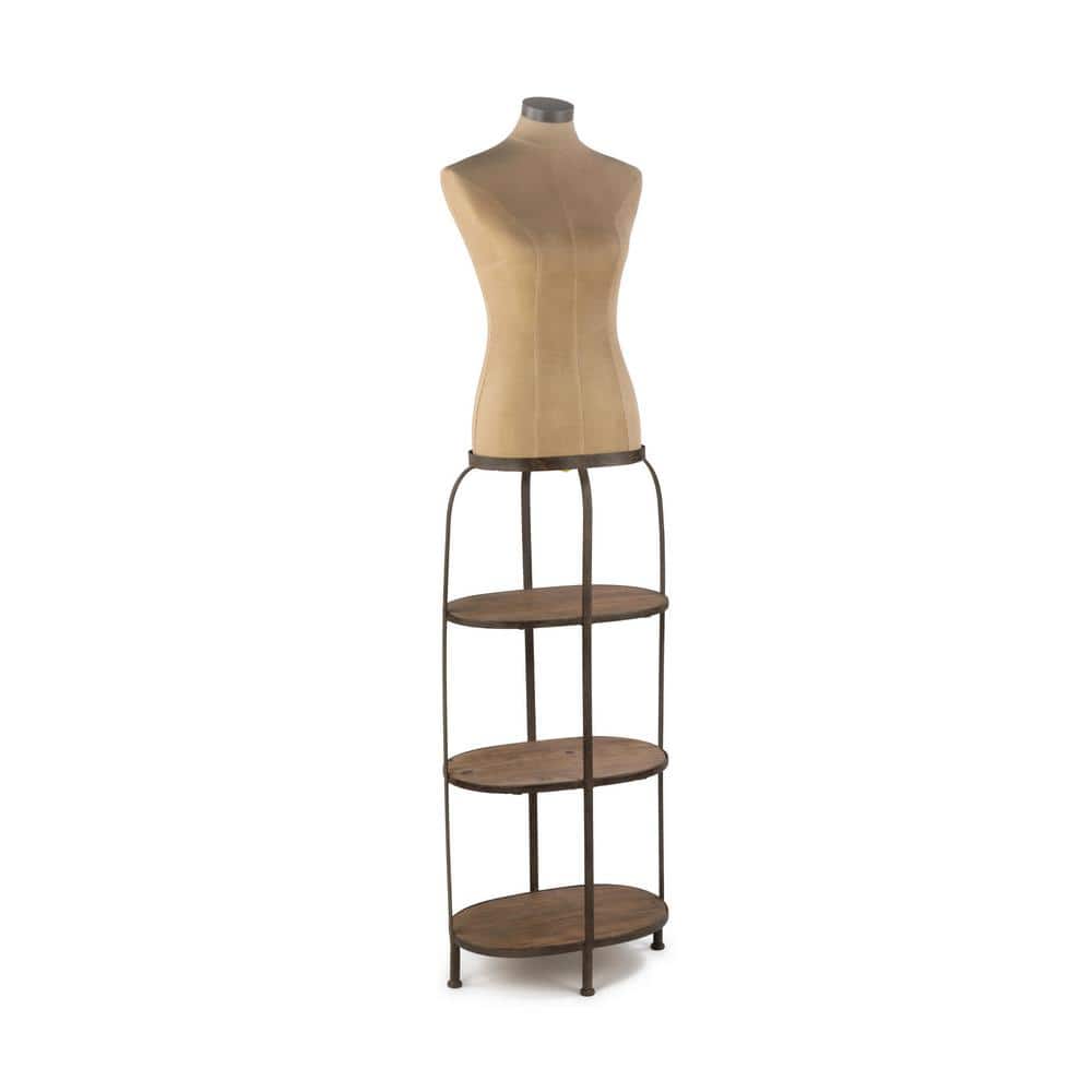 Female Mannequin Torso Dress Form w/Adjustable Tripod Stand Base Style  (Beige)