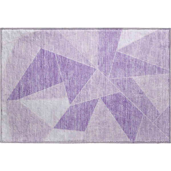 Mayfield Premium Machine Washable Indoor/Outdoor Geometric AMF636 Lilac 1 ft. 8 in. x 2 ft. 6 in. Area Rug