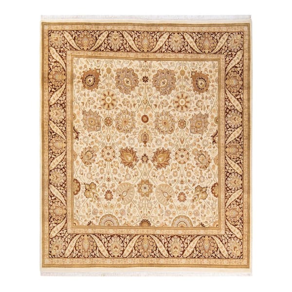 Mogul Ivory 6 ft. x 9 ft. Oriental Wool Indoor Area Rug