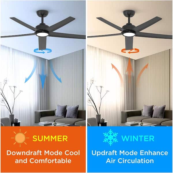 QRMOK 52 in. LED Indoor Black and Gold Ceiling Fan with