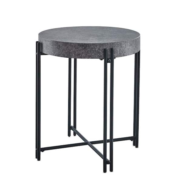 Steve Silver Morgan Grey and Black Round End Table