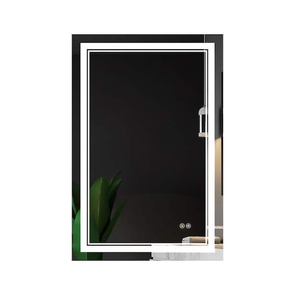 Maincraft 24 in. W x 36 in. H Rectangular Frameless Anti-Fog Wall Mounted LED Light Bathroom Vanity Mirror in Silver