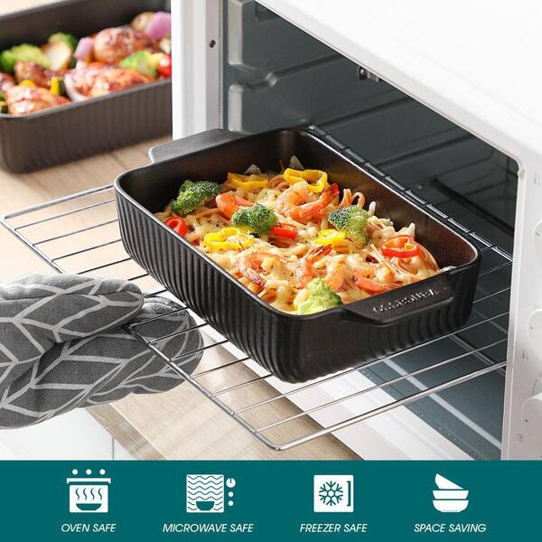 vancasso 4-Piece Black Rectangular Stoneware Baking Dish Set with