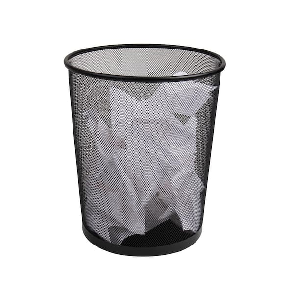 4.4 Gal. Black Round Wastepaper Basket Metal Trash Can