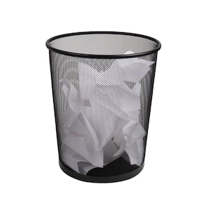 4.4 Gal. Black Round Waste Paper Basket Metal Trash Can