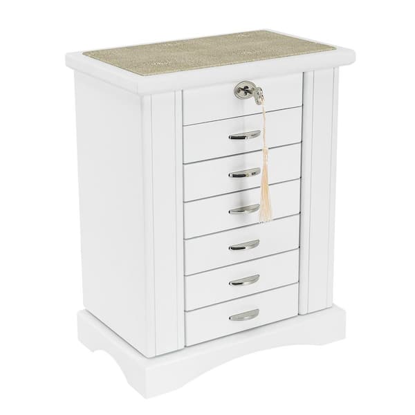 Traditional Large White Jewelry Box 5119-WT - The Home Depot