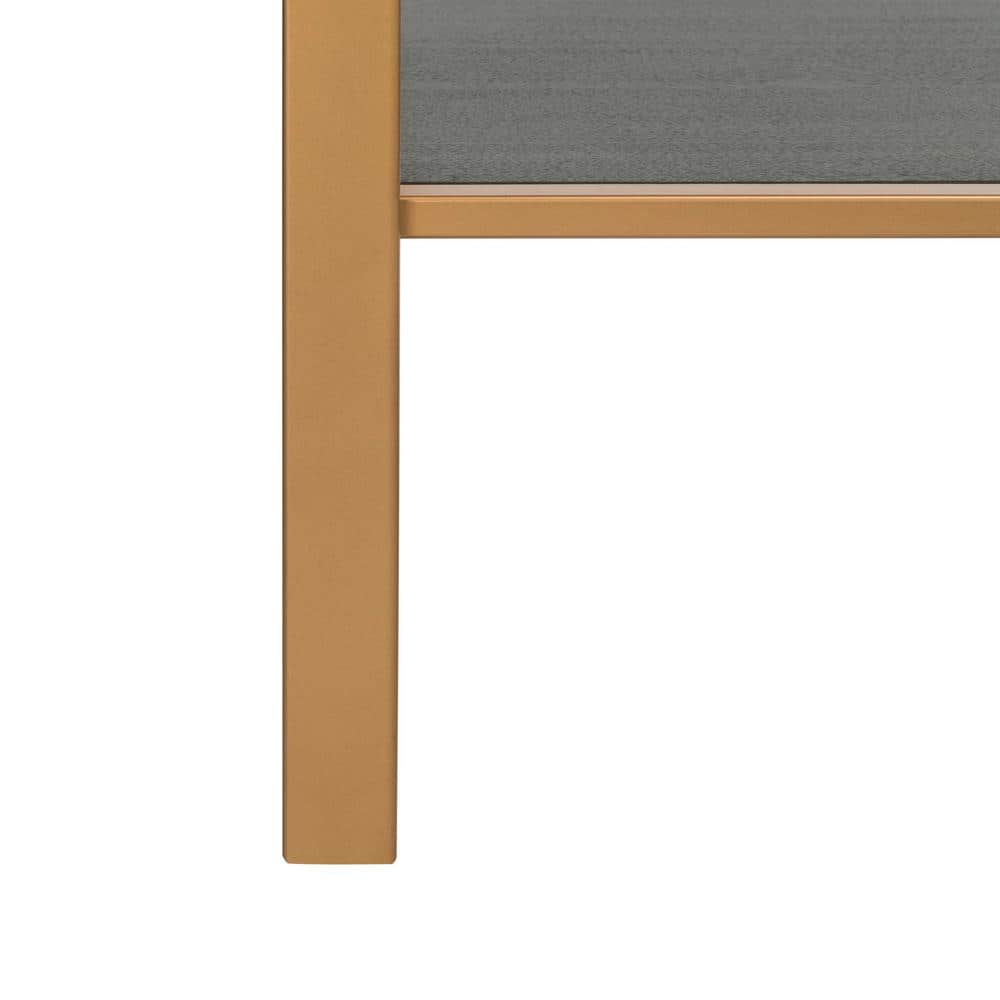 Contemporary Gold and Grey Oak Etagere with Storage Drawer