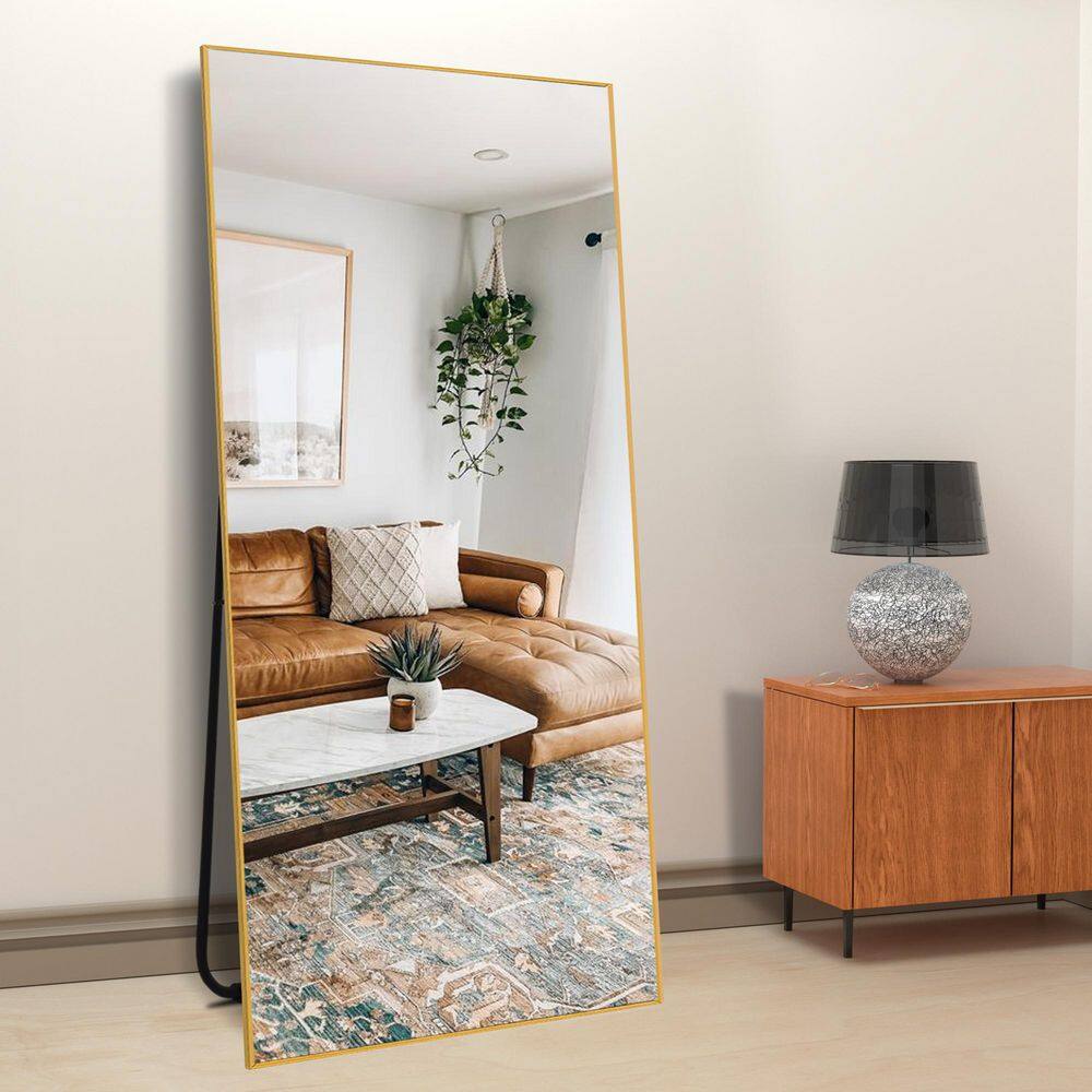 Seafuloy 24 in. W x 71 in. H Oversized Gold Metal Modern Classic Full ...