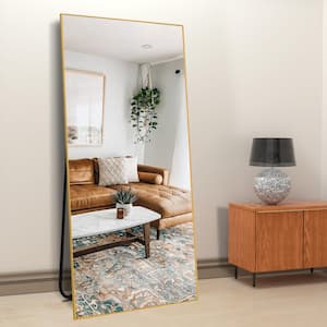 24 in. W x 71 in. H Oversized Gold Metal Modern Classic Full-Length Floor Standing Mirror