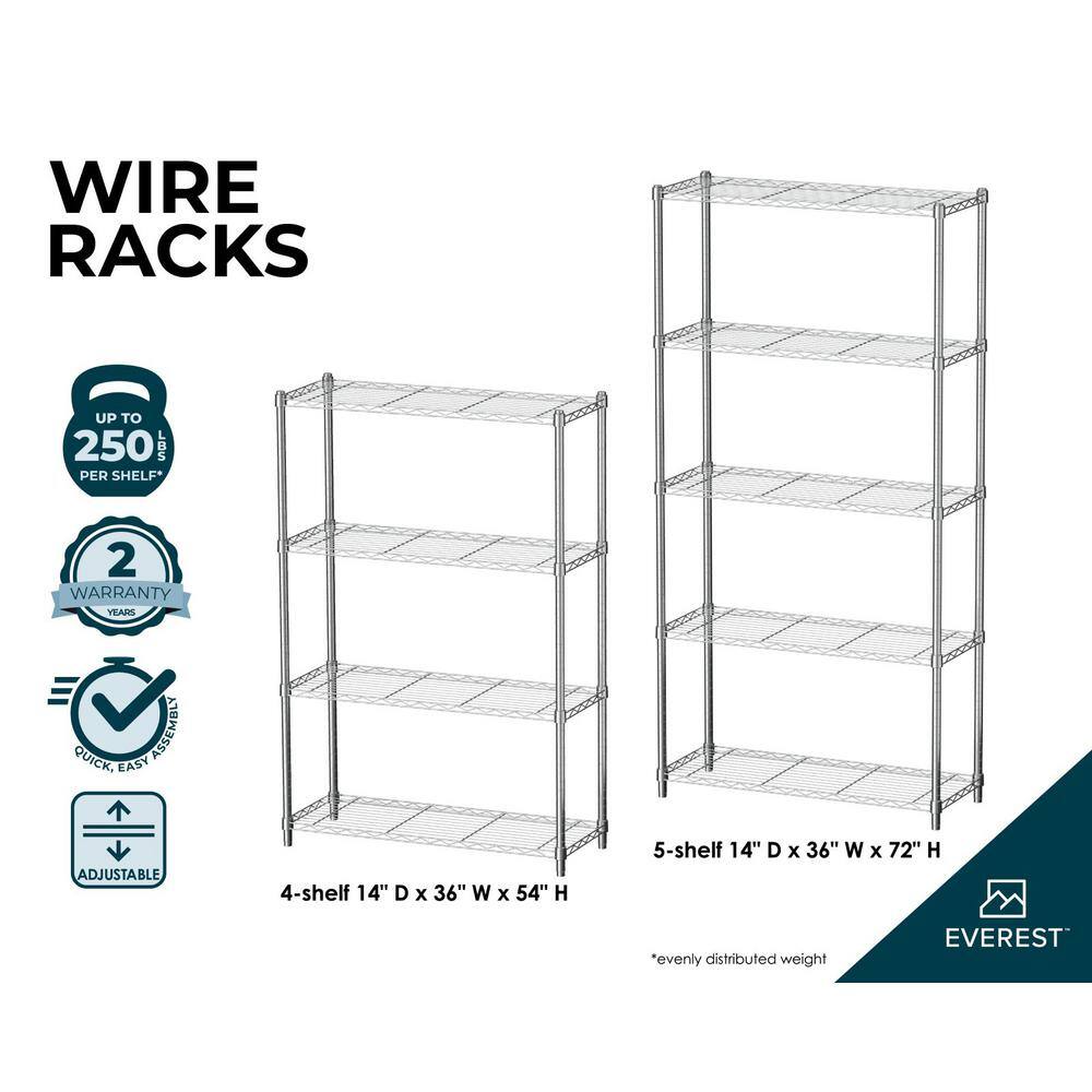 Everest 4-Tier Chrome Steel Utility Shelving Unit
