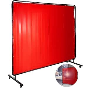 Welding Protection Screen with Frame 8 ft. x 6 ft. Welding Curtain with 4 Wheels Flame-Resistant Portable Light-Proof