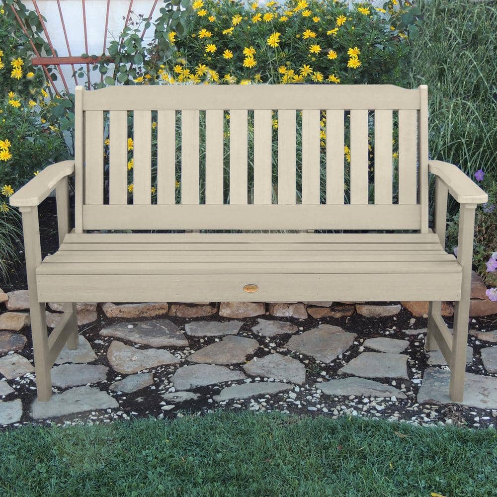 Whitewash 5ft Plastic Garden Bench with Back and Arms