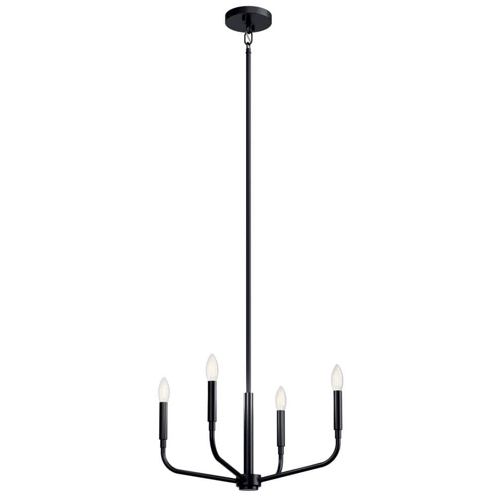 KICHLER Madden 20 in. 4-Light Black Modern Candle Convertible ...