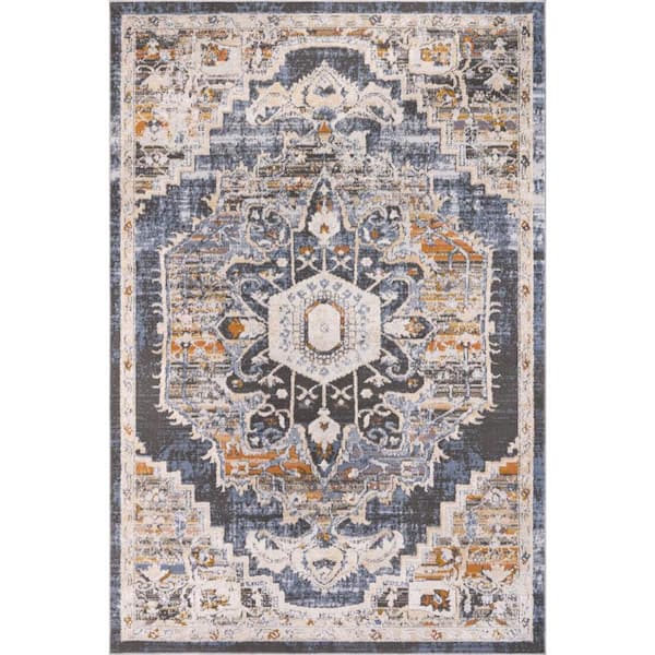 L'Baiet Lara Blue 2 ft. x 6 ft. Oriental Runner Rug